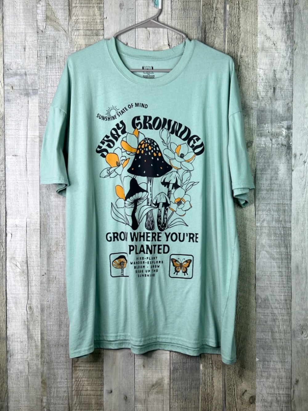 XXL Stay Grounded Mushroom Green Crewneck Short Sleeve T-Shirt